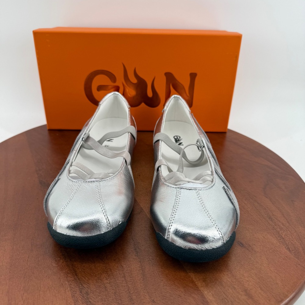 Bibi Lou Gamin Fierce Mary Jane Ballet Flat Silver Metallic Women EU 38/US 7-7.5 - Picture 8 of 13